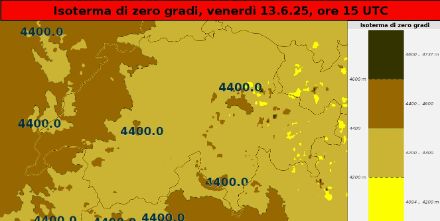Carta dell'isoterma di zero gradi in Svizzera