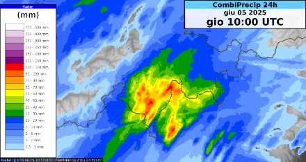 Fig. 1: accumuli di precipitazioni di 24 ore, entro la fine dell’evento di allerta