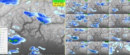 Fig. 1: Previsione ICON CH1 per gli accumuli di 1 ora entro venerdì 20:00 ora locale.