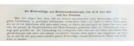 Analisi dell’alluvione del giugno 1910, riportata negli Annali 1910.