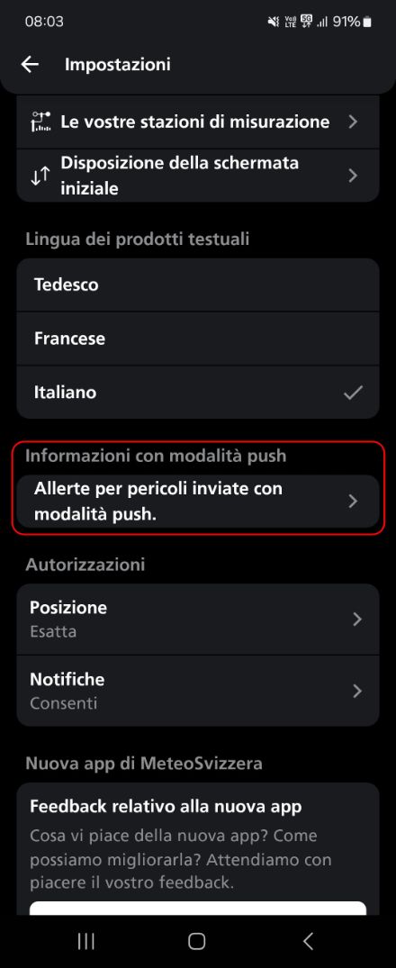 Non ricevo le notifiche push di allerta, perché?