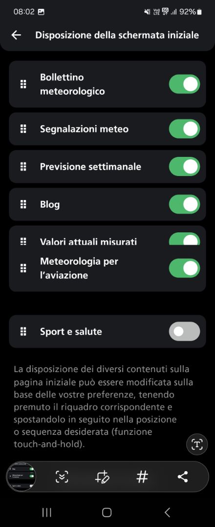 Come posso modificare la disposizione / eliminare dei riquadri nella schermata iniziale?