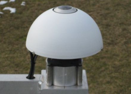 Cupola di silicio di colore scuro circondata da una copertura sferica che protegge lo strumento dalle intemperie.