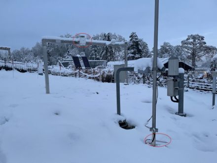 Foto della stazione di rilevamento SwissMetNet a Sciaffusa in inverno
