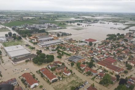 Vista aerera delle zone allagate in Emilia Romagna