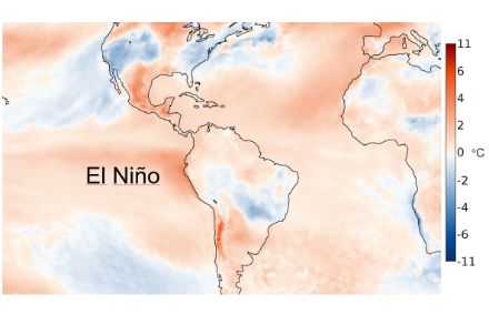 Mappa delle temperature di giugno 2023 ai tropici.