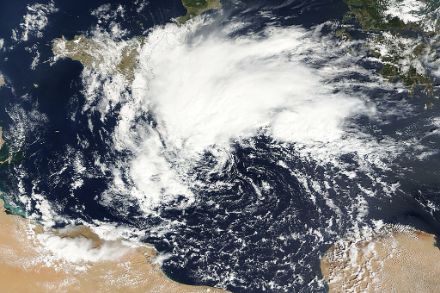 Immagine satellitare NASA della tempesta Daniel l'8.9.2023