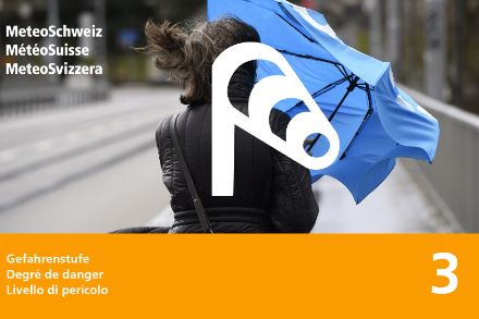 Allerta di livello 3 per venti tempestosi in vigore su tutto il Nord delle Alpi. Fonte: MeteoSvizzera.