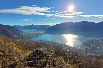 Vista sul Locarnese soleggiato il 21 novembre 2023. Fonte: segnalazioni App MeteoSvizzera.