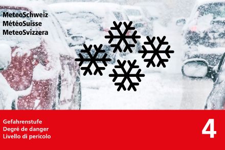 Allerta per forti nevicate in montagna di livello 4