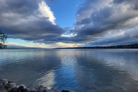 Banchi di nubi sul Lago di Ginevra, osservati nelle prime ore di martedì 16 aprile. Foto: osservazioni meteorologiche - App MétéoSuisse