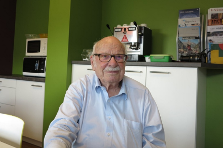 L'Ingegner Bernard Primault in visita a Locarno-Monti nel 2019. 