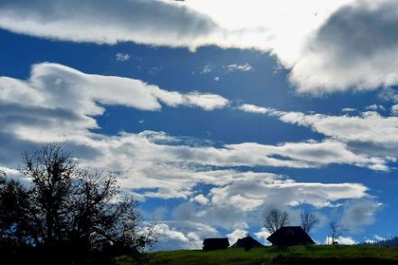 Nubi lenticolari nei cieli dell'Appenzello (Altocumulus lenticularis), segno di una corrente favonica da sud sopra le Alpi. Fonte: Segnalazioni meteo tramite app di MeteoSvizzera.