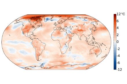 Mappa mondiale della distribuzione della temperatura nell'ottobre 2025.