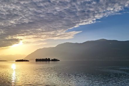 Altocumuli translucidi sul Lago Maggiore la mattina del 18 gennaio 2025, vista da Brissago verso est. Foto: E. Menghini.