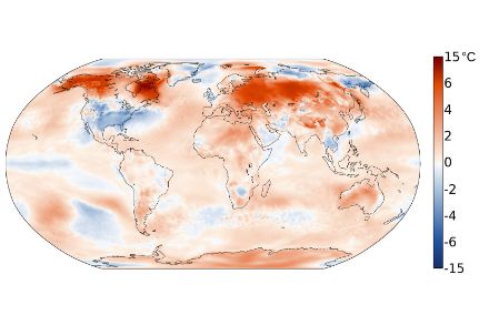 Carta mondiale della temperatura nel gennaio 2025