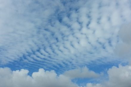 Cielo nuvoloso con poco spazio al blu. 