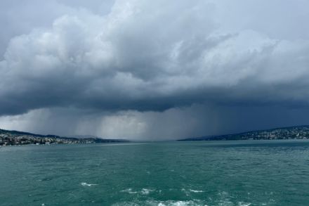 Forti rovesci il 27 luglio 2025 a Horgen sul Lago di Zurigo. Immagine: Segnalazioni Meteo, app MeteoSwiss